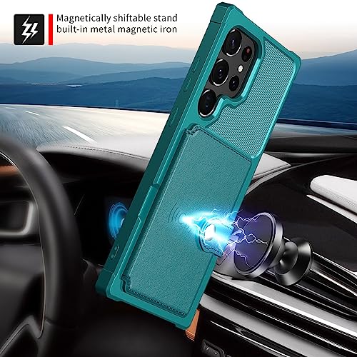 for Samsung Galaxy S22 Ultra Case with Card Holder (Green / Samsung Galaxy S22 Ultra)