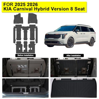 Floor Liners & Backrest Mat for 2022 (2022-26 |For KIA Carnival Hybrid Version|Full Set)