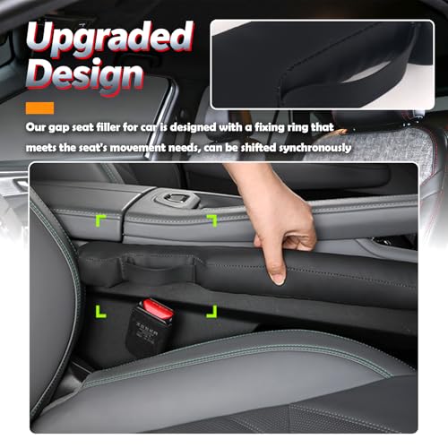 2026 Latest 2PCS Upgraded Car Seat Gap Filler with Fixing Ring (Black)