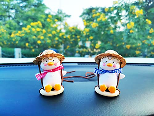 Duck On Swing Car Pendant of Swing Duck Cute Decor Car Gift for Rear View Mirrior Hanging Accessories and Mirror Hanging Accessories (A)