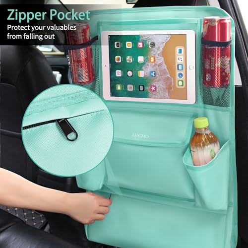 Car Backseat Organizer with Touch Screen Tablet Holder (Light Blue / 1 Pack)