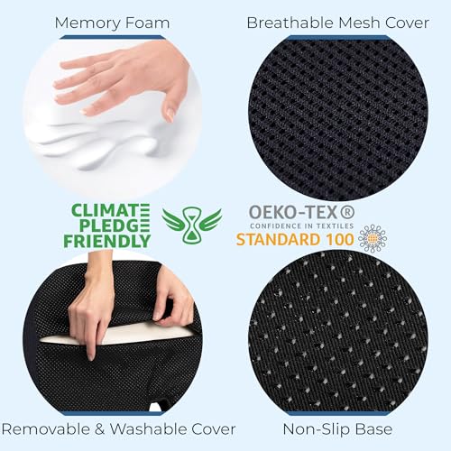 Seat Cushion Memory Foam Chair Pad for Tailbone Pain Relief (Black / XX-Large)