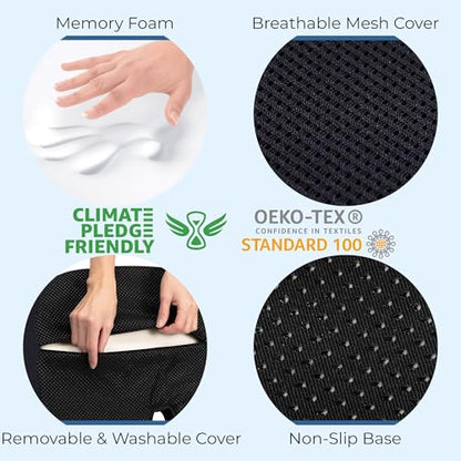 Seat Cushion Memory Foam Chair Pad for Tailbone Pain Relief (Black / XX-Large)