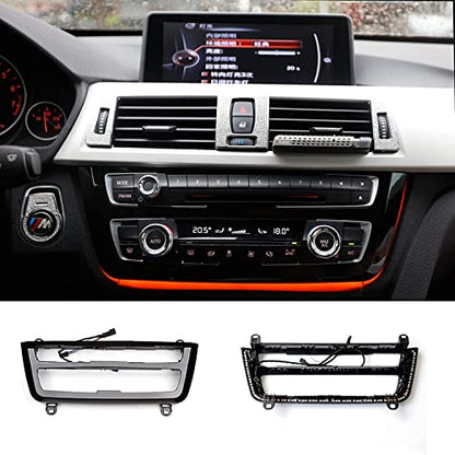 Car Center Console LED Lights Interior Ambient Lighting for BMW 3 4 Series F30 F35 3GT M3 Radio Trim led Dashboard AC Panel Light with Blue and Orange Color OEM (Black)