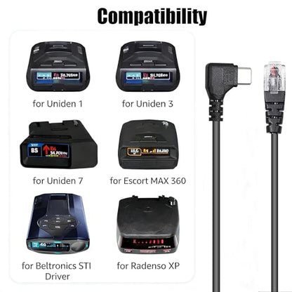 RJ11 to USB C Radar Detector Power Cord fit for Uniden R8 R7 R3 R4 (USB-C to RJ11)