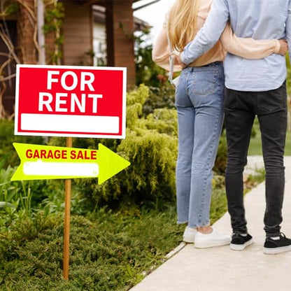 12 Pcs Garage Sale Signs with Stakes Double Sided (Yellow and Red)