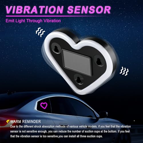 Heart Shaped Solar Powered Car LED Interior Ambient Light (Pink / 1PCS)