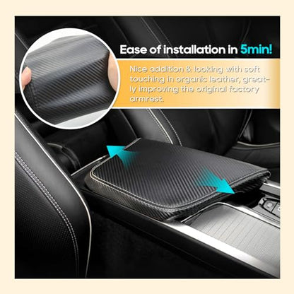 Central Console Armrest Box Cover Fit for Volov 2021 2022 2023 2024 2025 2026 XC60 S60 SPA Cover Car Armrest Cover Auto Center Console Pad (1) 2021-2026 XC60 Carbon Fiber Regular)