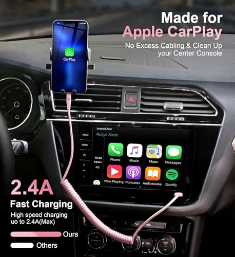 iPhone Charger Cable for Car 3FT (3FT / USB A to Lightning / Pink)