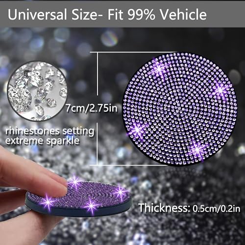 4pcs Bling Car Cup Holder Coaster (Purple Violet / 4pcs)