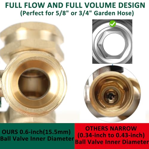 Full Flow 3 Way Garden Hose Splitter (3-Way)