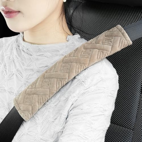 2 Pack Universal Car Seat Belt Pads Cover for A More Comfortable Driving (khaki)