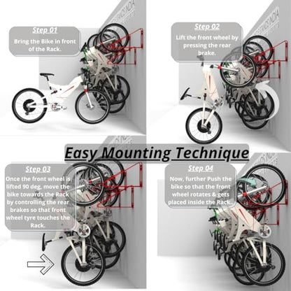 No Lift Vertical Bike Hanger Simple & Secure Space Saving Bike Wall Mount for Garage & Commercial Use Bicycle Holder for Mountain and Road Bikes (Black / 1 Bike)