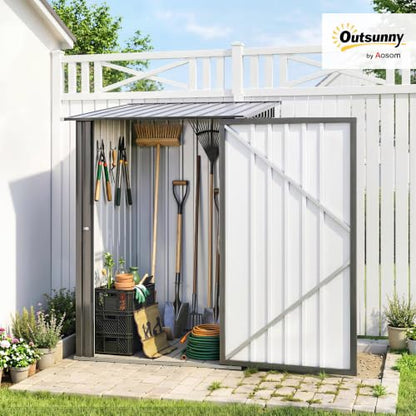 3.3' x 3.4' Outdoor Storage Shed Sloping Roof Lockable Door Gray (Dark Gray / 3.3' x 3.4')