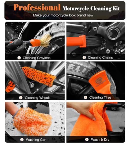 7PCS Motorcycle Cleaning Kit (Orange / 7-Piece)