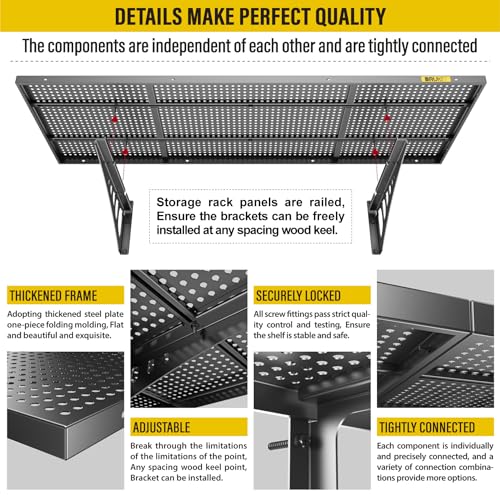 2Pack 1.64x4ft Adjustable Metal Garage Wall Shelving Heavy Duty Garage Storage Shelf Wall Mounted Black (1.64x4ft-2Pack / Black)
