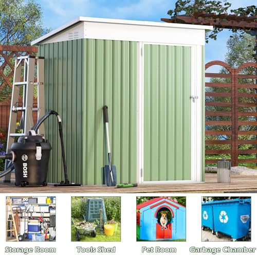 3' x 5' Metal Outdoor Storage Shed (GREEN / 3x5)