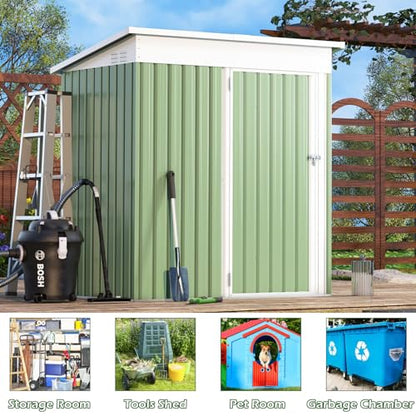 3' x 5' Metal Outdoor Storage Shed (GREEN / 3x5)
