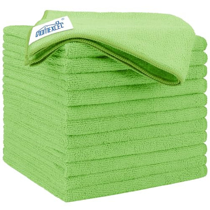 Green Microfiber Cleaning Cloth 12 Pack (Green / 12.5 x 12.5 Inch)