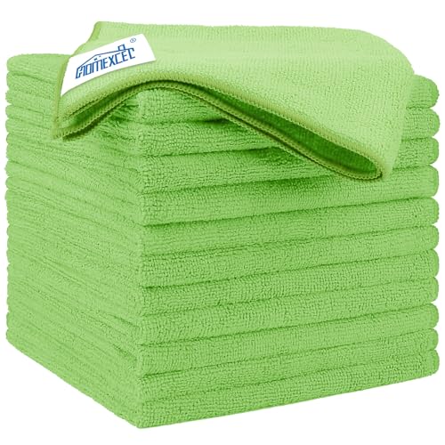 Green Microfiber Cleaning Cloth 12 Pack (Green / 12.5 x 12.5 Inch)