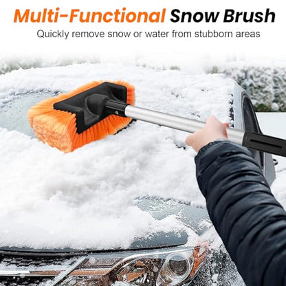65" Five Sided Car Wash Brush with Extension Pole (12" brush 65" pole / Orange)