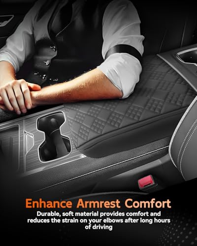 for Chevrolet Silverado EV 2024 2025 2026 Center Console Cover Armrest Box Cover for Chevy Silverado EV (Silverado EV Thickened Black Leather Square)