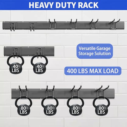Garage Tool Organizer Wall Mount (48" - 6 Hooks)