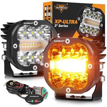 XP Ultra Series 6 Modes 3 Inch Amber White LED Ditch Light Pods (XP-Ultra 3 Inch Amber/White Combo 6 Modes)