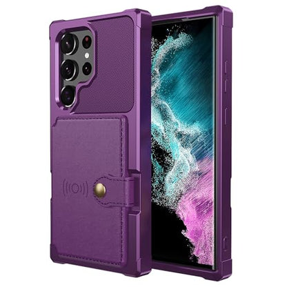 for Samsung Galaxy S23 Ultra Case with Card Holder (Purple / Samsung Galaxy S23 Ultra)