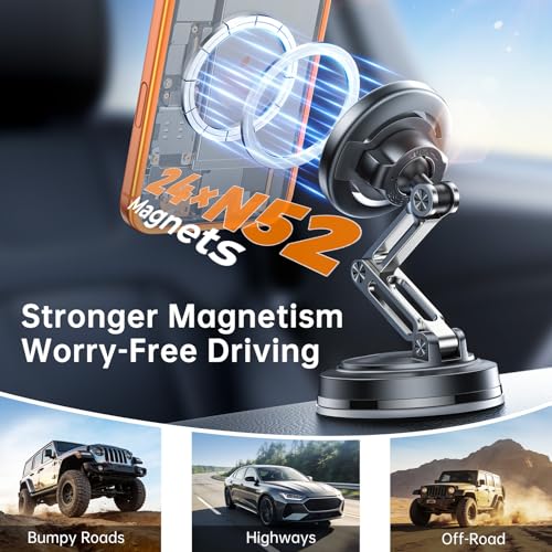 for MagSafe Car Mount Vacuum Magnetic Phone Holder Dash Windshield