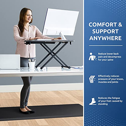 Kitchen Mat Cushioned Anti Fatigue Rug Standing and Comfort Floor Mats (Black / 60"L x 17.3"W x 0.5"Th)