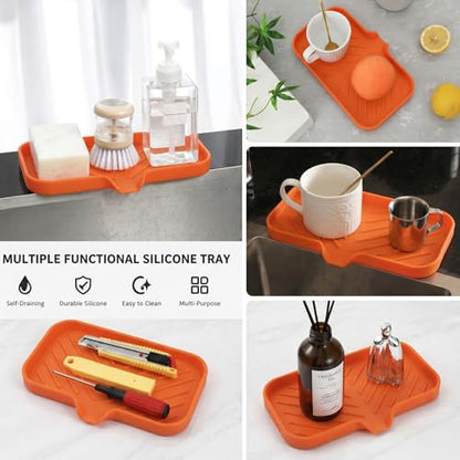 Silicone Soap Dish with Drain Spout (Orange / M(9.6"×5.3"))