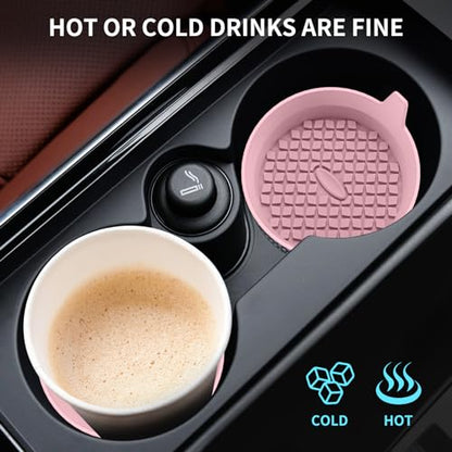 Car Cup Holder Coasters [4 Pack] Silicone Cups Mats (4 Pack-dusty Rose)
