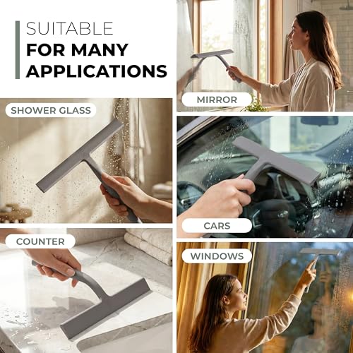 Silicone Shower Squeegee with 3 (Gray / 9 Inches)