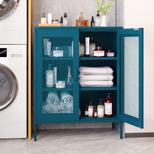Metal Storage Cabinet with Mesh Doors (Blue / 40''H)