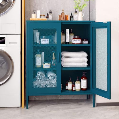 Metal Storage Cabinet with Mesh Doors (Blue / 40''H)