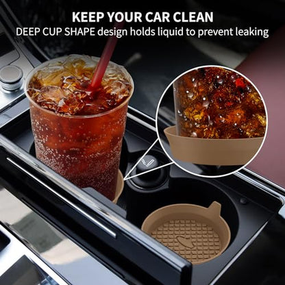 Car Cup Holder Coasters [4 Pack] Silicone Cups Mats (4pack-coffee)