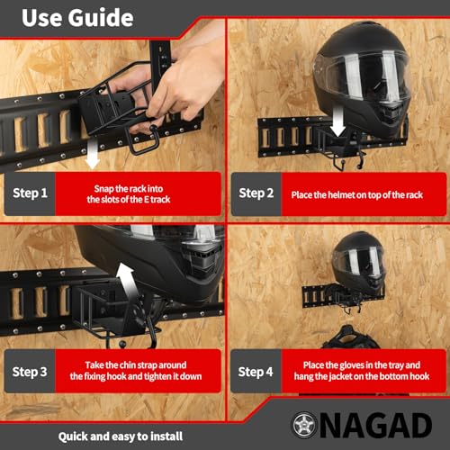 E Track Motorcycle Helmet Rack with Gloves Tray