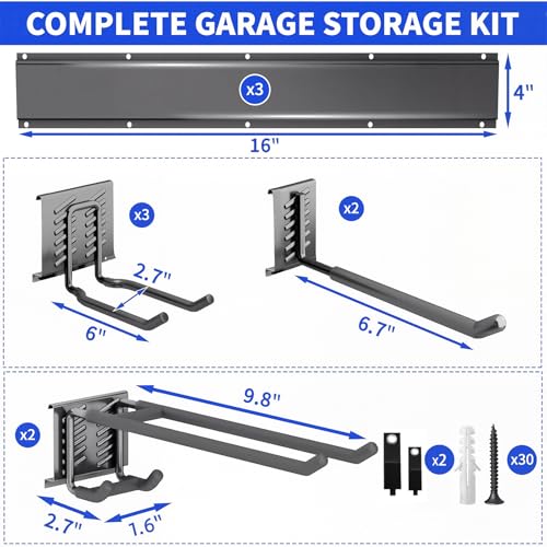 Garage Tool Organizer Wall Mount (48" - 7 Hooks)