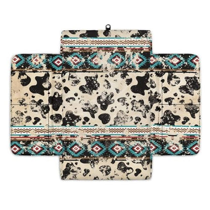 Aztec Cow Print Retro Car Center Console Armrest Cover Comfortable Armrest Seat Box Pad with Organizer Pockets Console Lid Protector Cushion Universal Fit for Most Vehicles SUVs (Aztec Cow Print Retro)