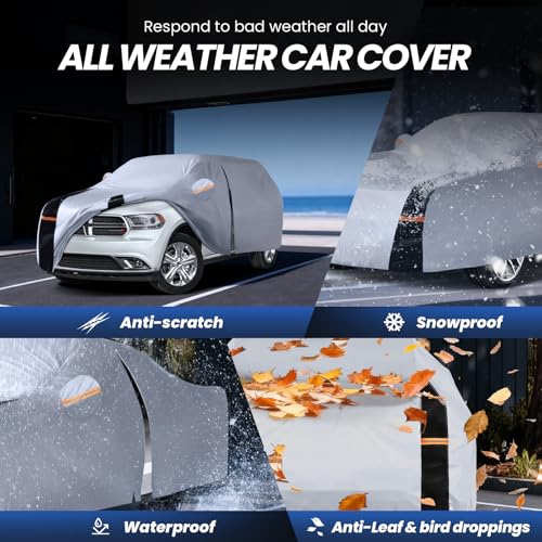 Multi Layer Car Cover Custom Fit for Dodge Durango (W.Custom Fit Dodge Durango / White Car Cover)