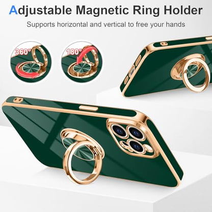 Designed for iPhone 15 Pro Max Case with Ring Stand Slim Green (Green / 6.7'' iPhone 15 Pro Max)