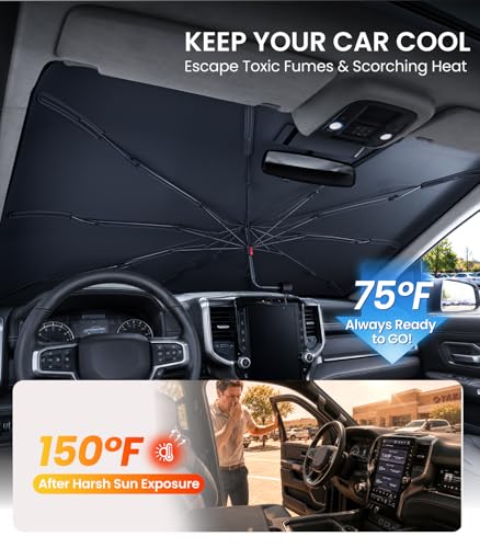 Windshield Sun Shade Umbrella Custom Fit for Ram 1500 2011 (Ram 1500 2011-2026)