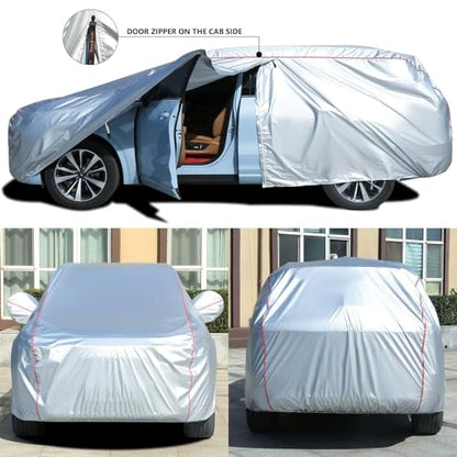 Hard Shell Zipper Design Waterproof UV (Silver / YXXL+: Fit 216-230 inches SUV/Van)