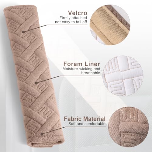 2 Pack Universal Car Seat Belt Pads Cover for A More Comfortable Driving (khaki)