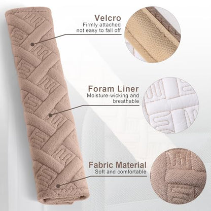 2 Pack Universal Car Seat Belt Pads Cover for A More Comfortable Driving (khaki)