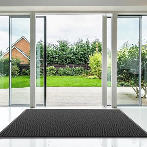 Durable Indoor Outdoor Door Mat (2' x 6' (Rectangular) / Black-diamond)