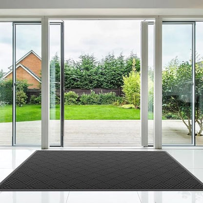 Durable Indoor Outdoor Door Mat (3' x 5' (Rectangular) / Black-diamond)