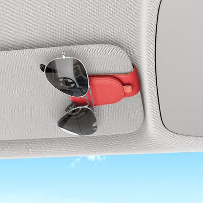 Magnetic Sunglass Holder for Car Visor (Red)