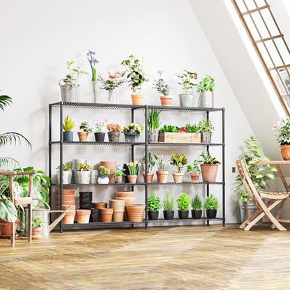 Linked Storage Racks (4 Tier, 15.7" D x 33.5" W x 59.5" H / Black)